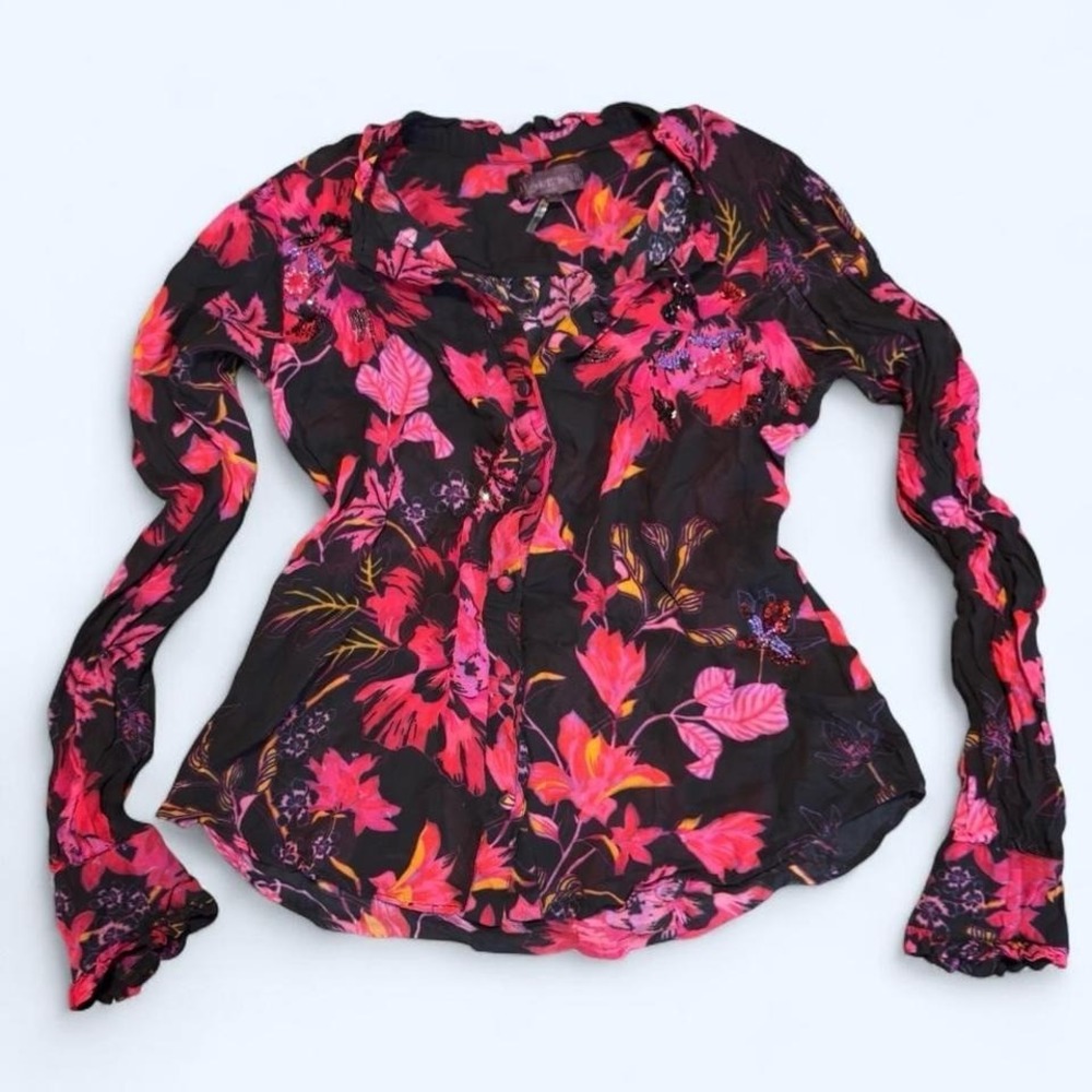 Sheer floral Y2K blouse by‎ Hale Bob
